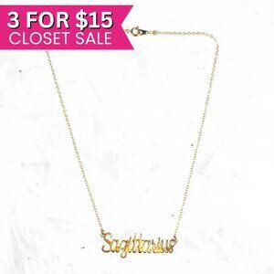 Sagittarius 14k Gold Plated Necklace Stainless Steel Astrology Zodiac